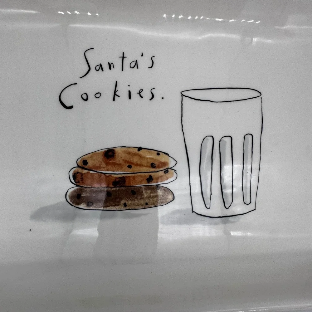 Magenta Rae Dunn Santa's Cookies Milk Tray Plate Christmas Holiday Serving Dish‎